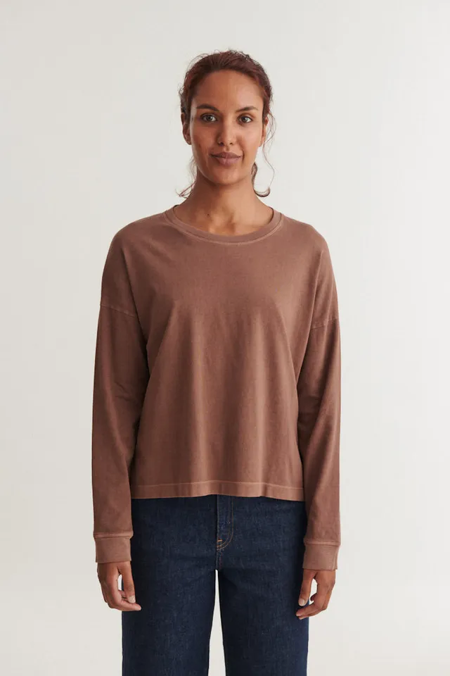 basic-apparel-boni-ls-t-shirt-langarmshirt-braun-bio-baumwolle image 1