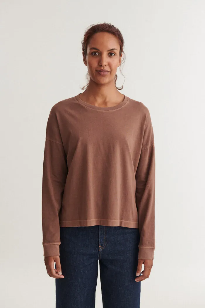 basic-apparel-boni-ls-t-shirt-langarmshirt-braun-bio-baumwolle image 1