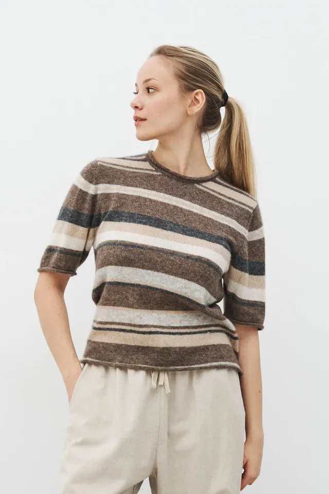 care-by-me-melanie-t-shirt-strickshirt-earth-kaschmir-seide-streifen image 1