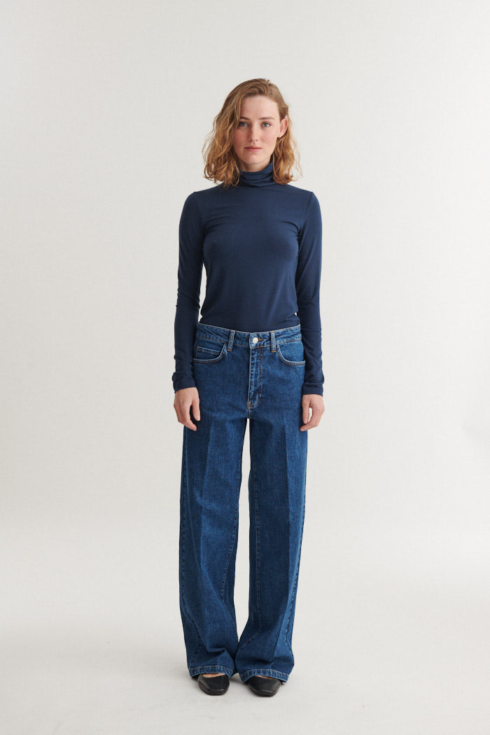 basic-apparel-joline-t-neck-shirt-navy-tencel image 4
