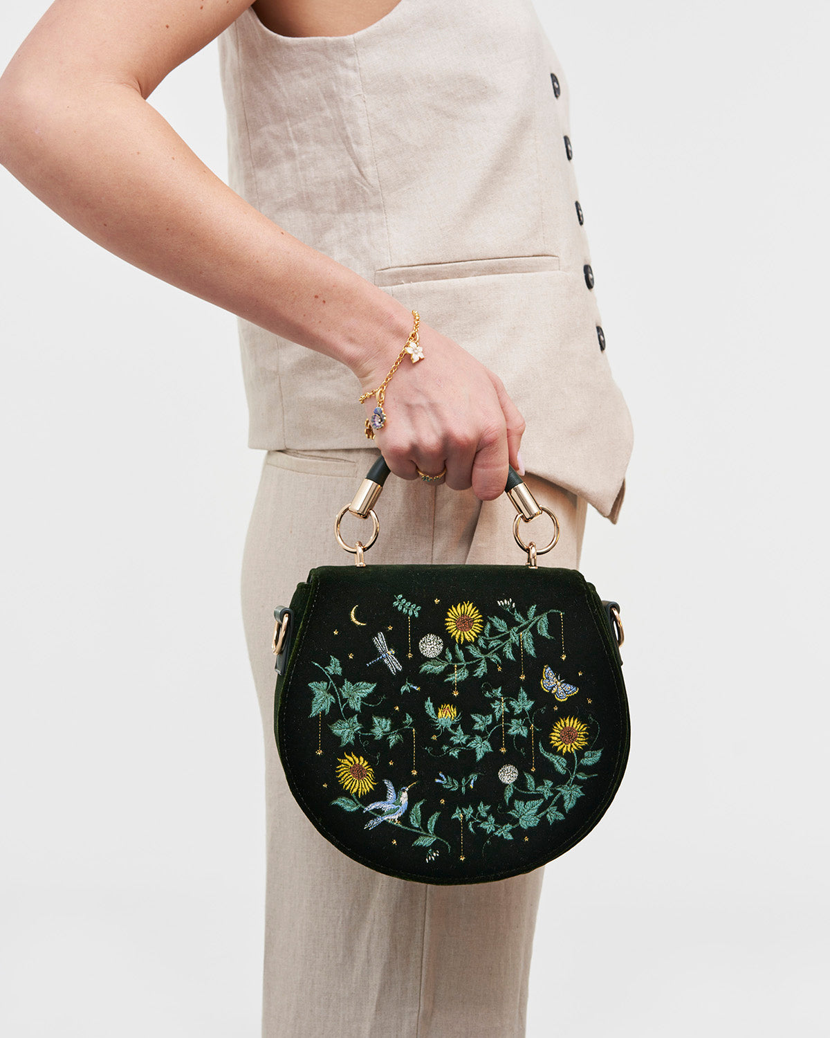 fable-england-charlotte-sunflower-henkeltasche-samt-gr-n image 2
