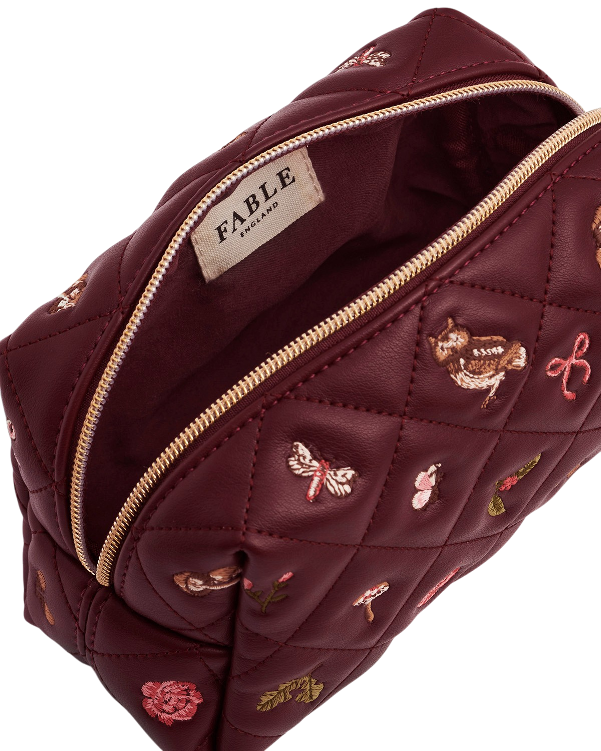 fable-england-medium-pouch-beutel-burgundy-bestickt-gesteppt image 5