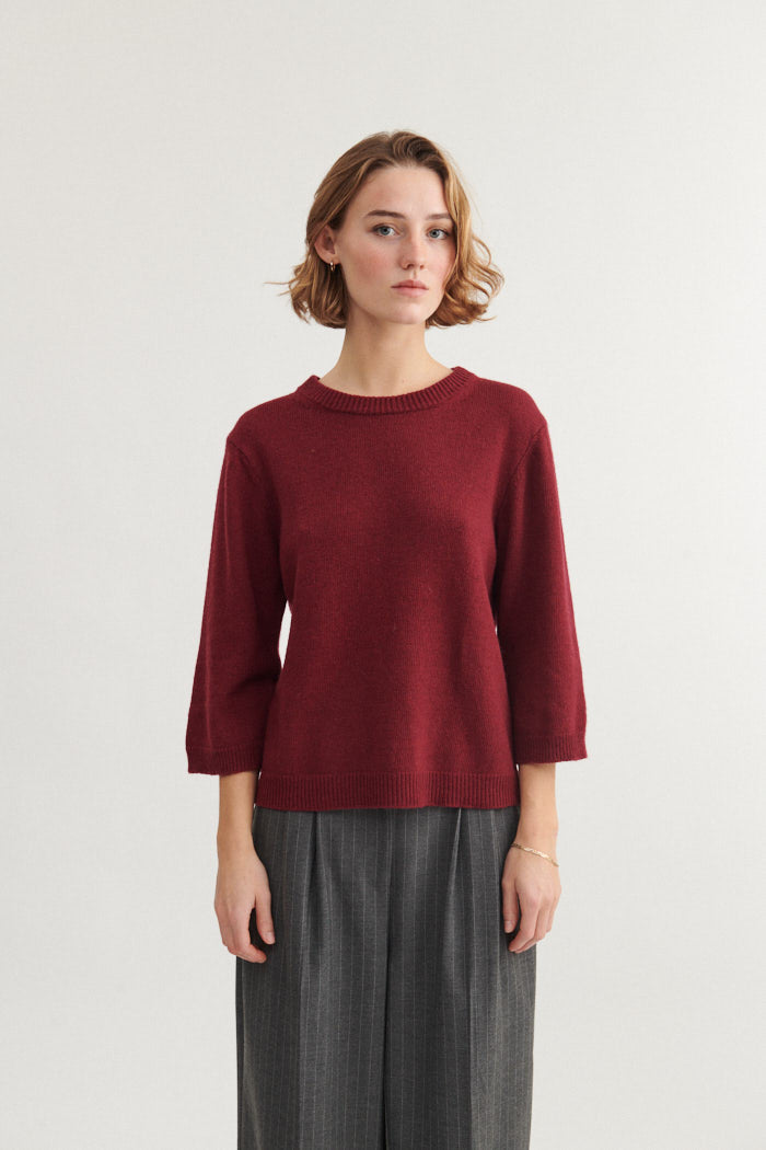 basic-apparel-cady-3-4-pullover-bordeaux-truffle-kaschmir image 1