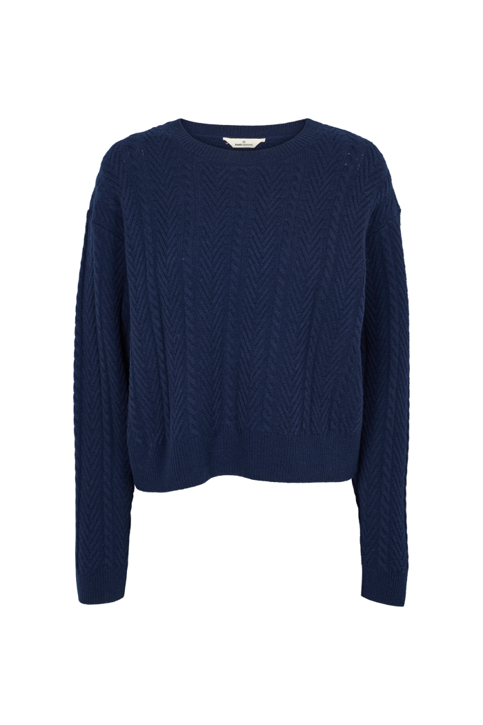 basic-apparel-selem-cable-pullover-navy-merinowolle-zopfstrick image 1
