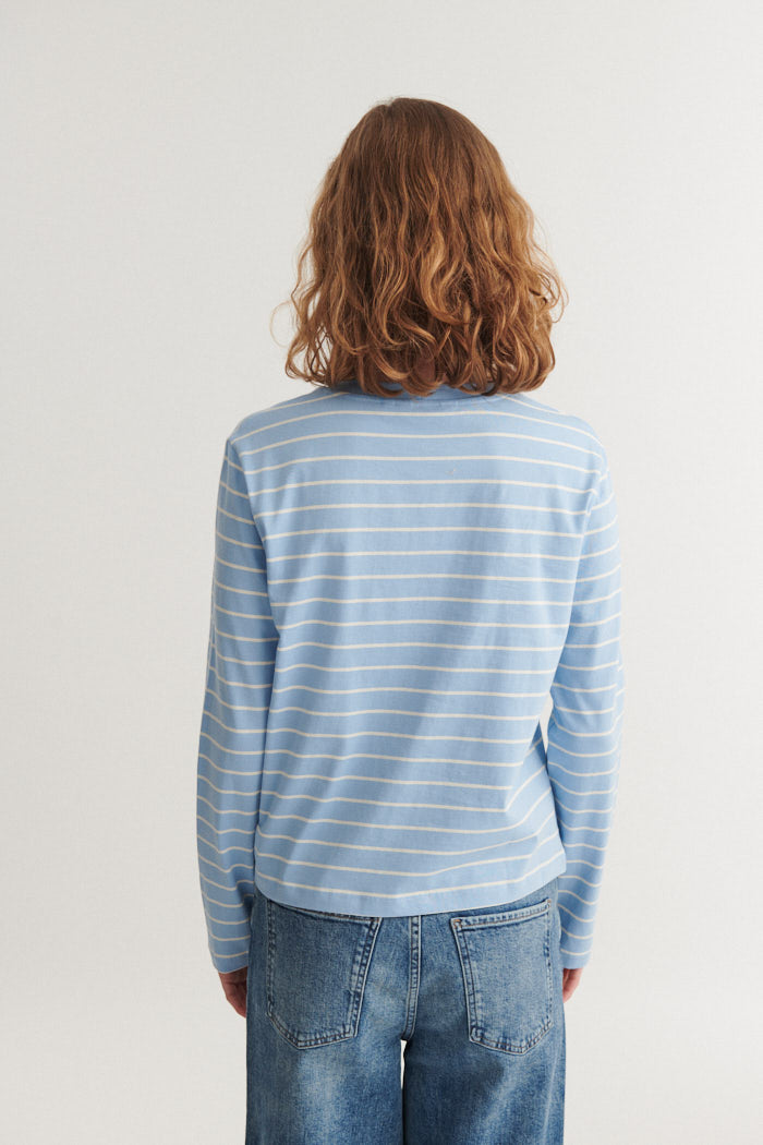 basic-apparel-raja-ls-stripe-tee-langarm-frozen-fjord-bio image 3
