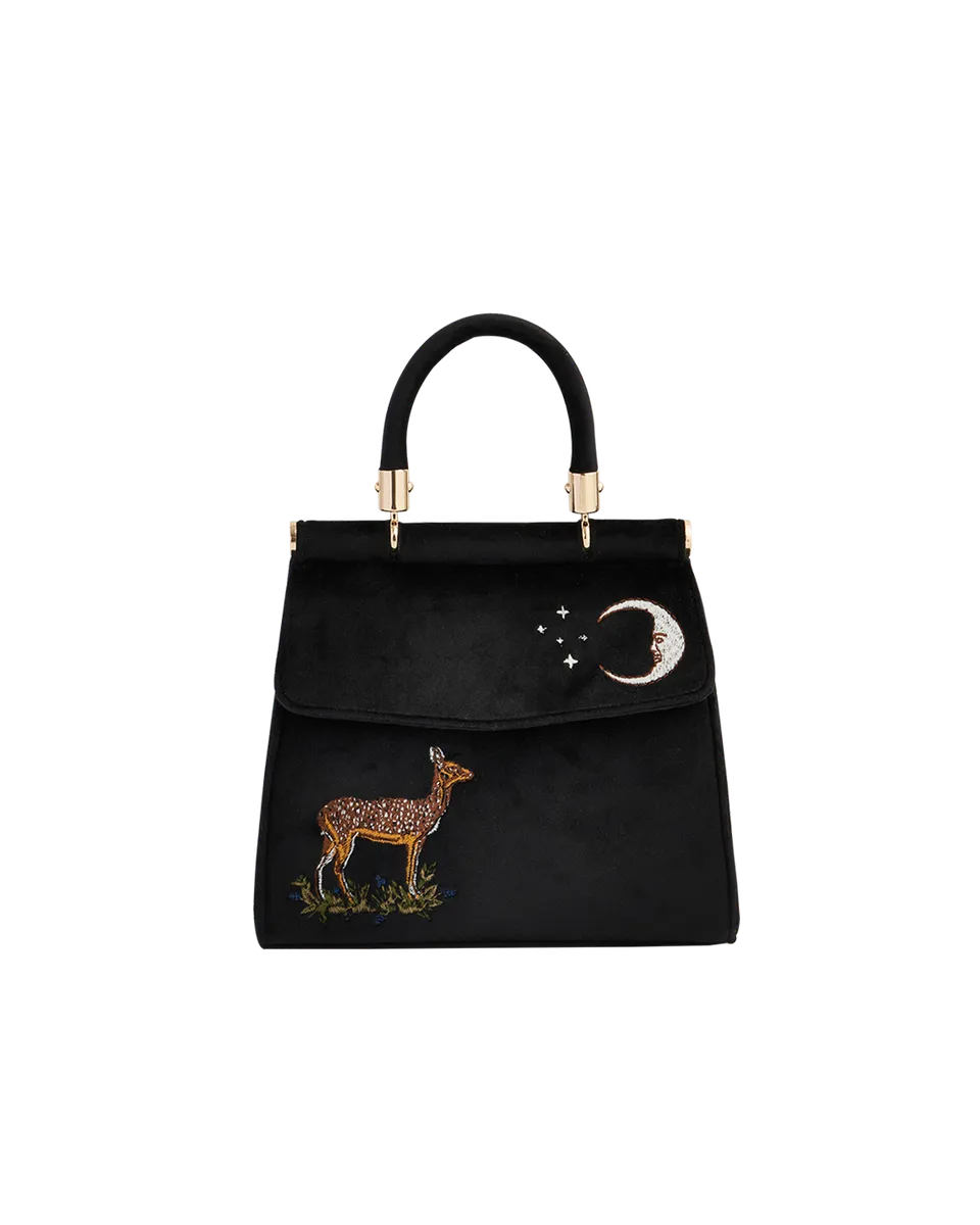 fable-england-deer-moon-tote-shopper-schwarz-samt image 1