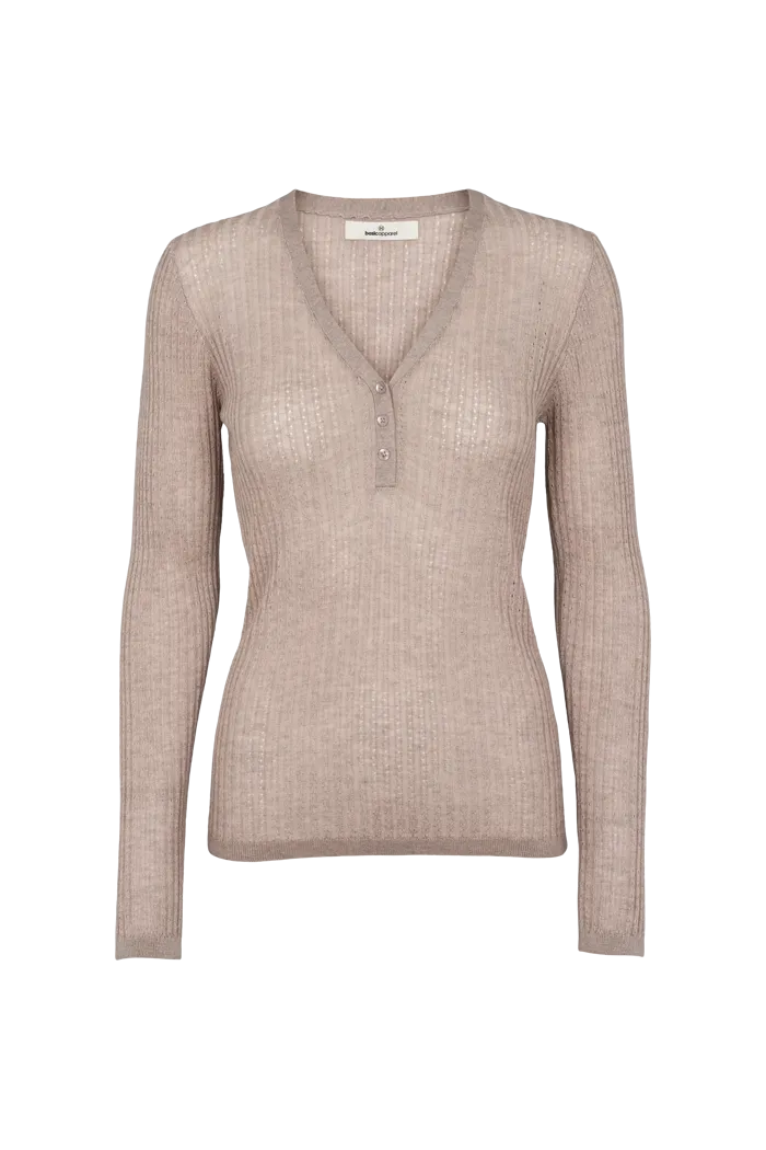 basic-apparel-adi-ls-v-neck-langarmtop-natural-melange-wolle image 1