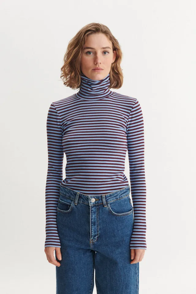 basic-apparel-ludmilla-high-neck-top-bordeaux-bio-baumwolle image 1
