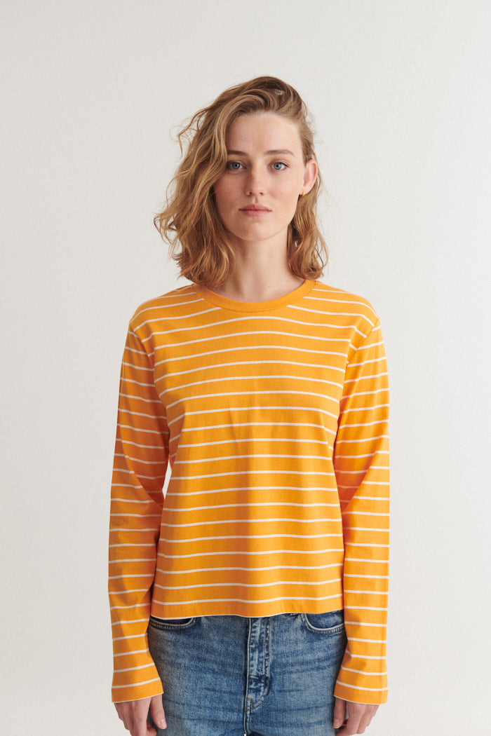 basic-apparel-raja-ls-stripe-tee-langarmshirt-abricot-gestreift image 1