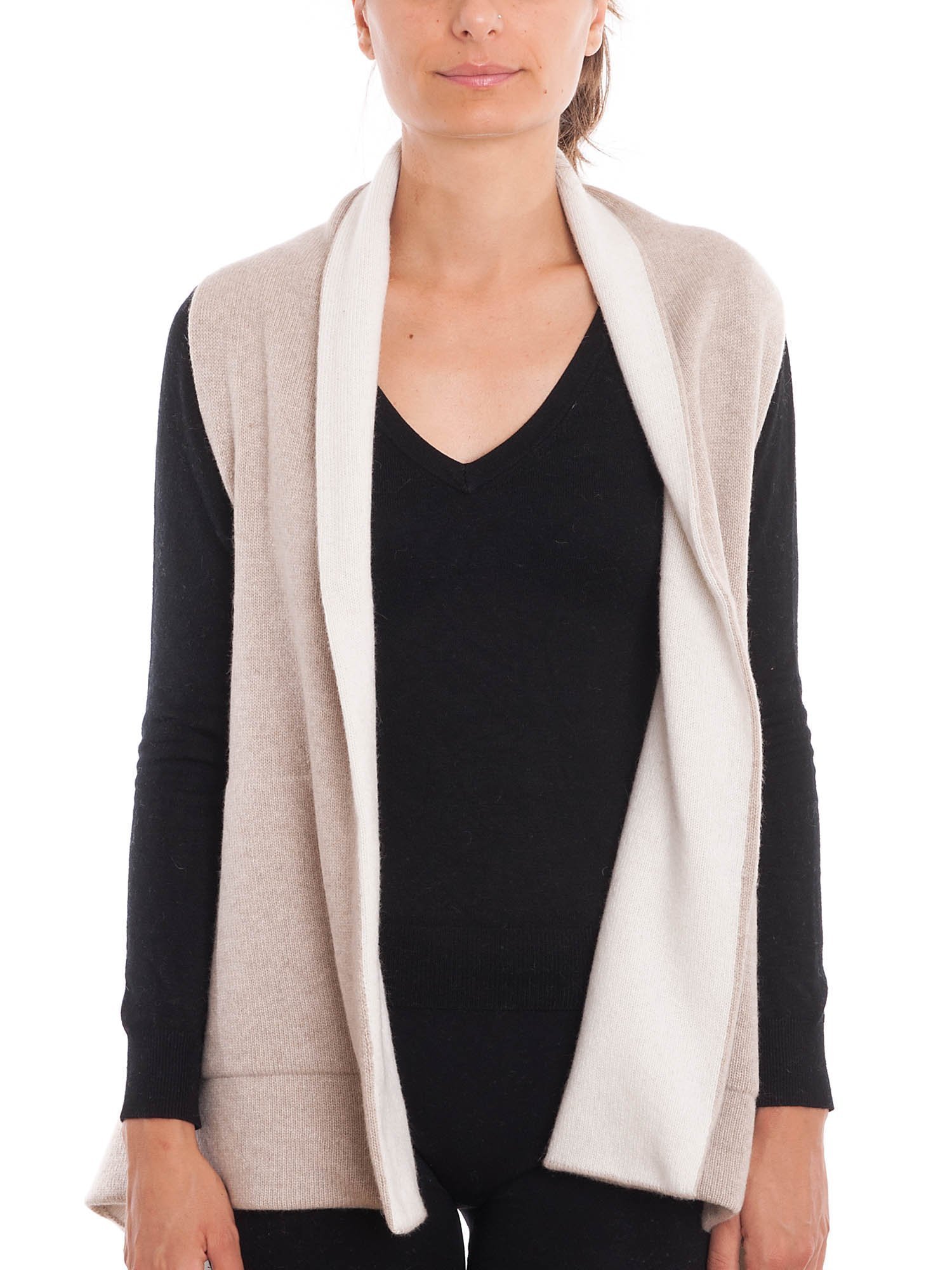 dalle-piane-cashmere-cape-bicolor-beige-creme-kaschmir image 1