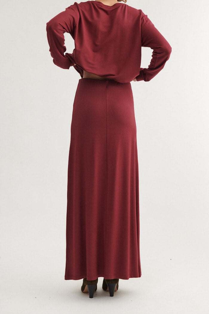 basic-apparel-sadie-long-skirt-maxirock-bordeaux-truffle image 4