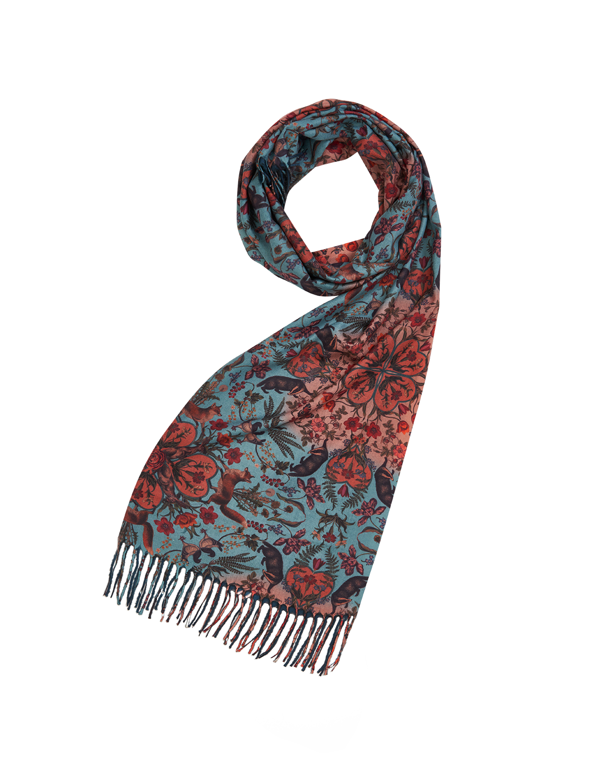 fable-england-folksy-fox-schal-damen-teal-mit-fransen image 1