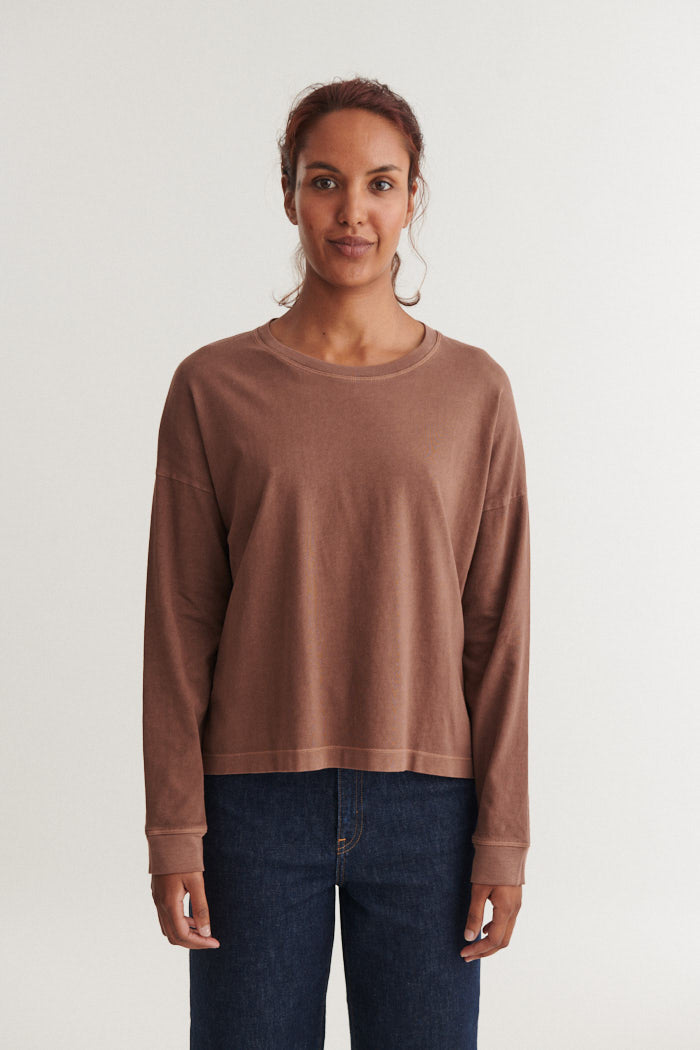 basic-apparel-boni-ls-t-shirt-langarmshirt-braun-bio-baumwolle image 1