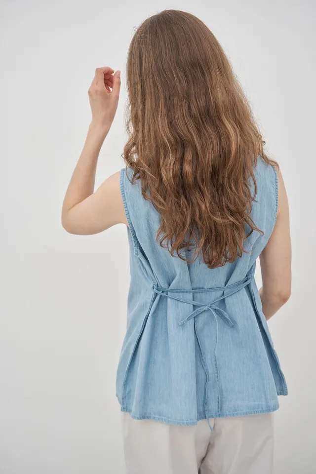 care-by-me-joy-top-basic-denim-top-dunkelblau-bio-baumwolle image 1