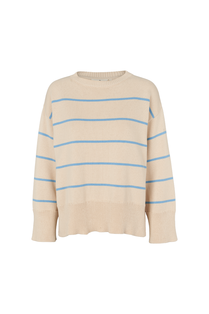 basic-apparel-winie-o-neck-stripe-pullover-birch-bio-baumwolle image 1