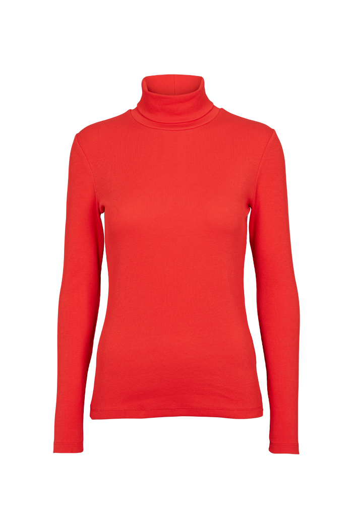 basic-apparel-ludmilla-high-neck-top-high-risk-red-stretch image 1