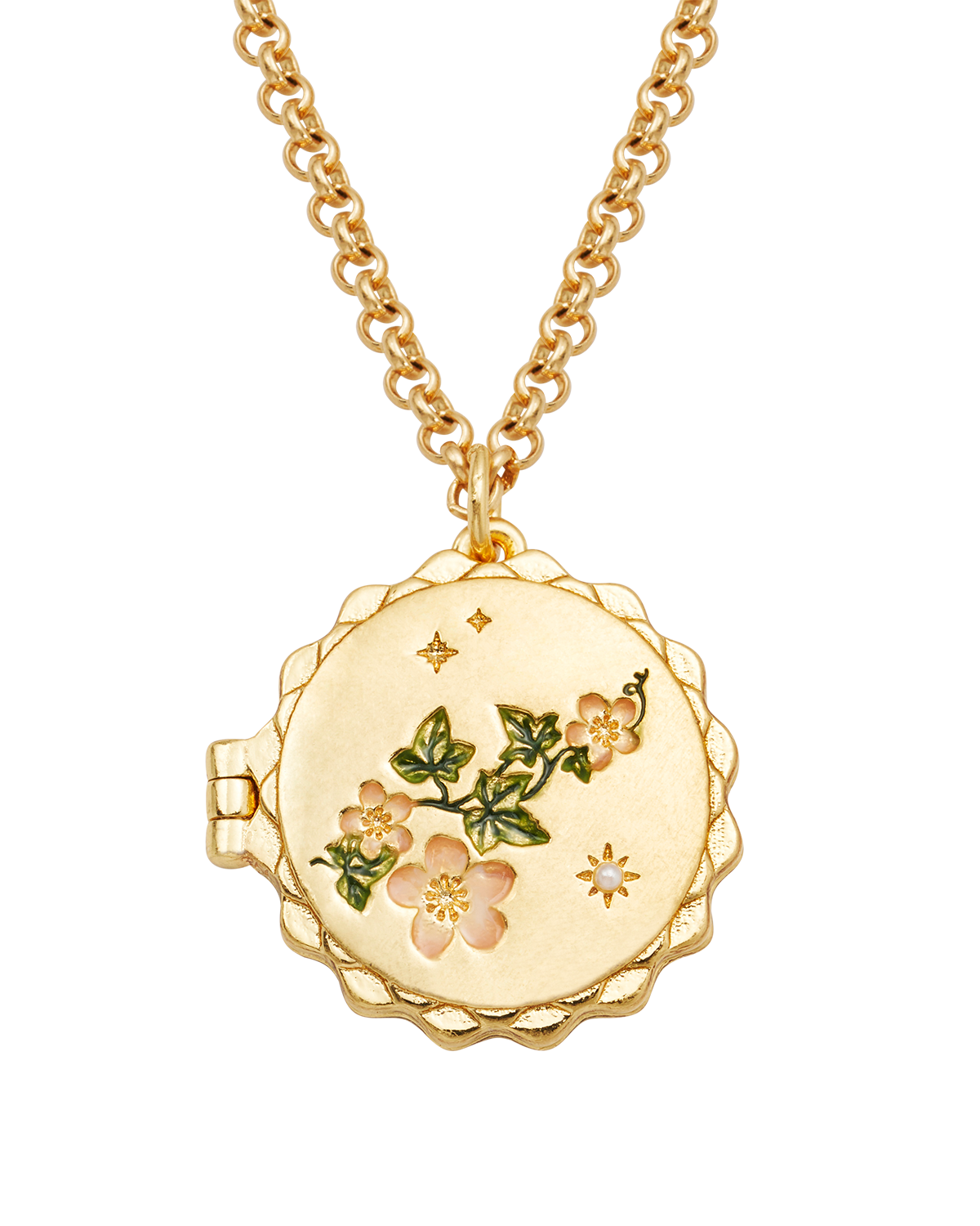 fable-england-ivy-blossom-kette-gold-medaillon-efeu image 1