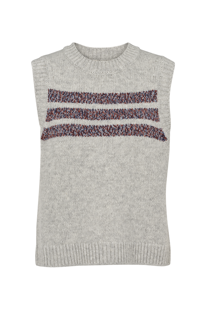 basic-apparel-blanche-vest-strickweste-hellgrau-wolle-streifen image 5