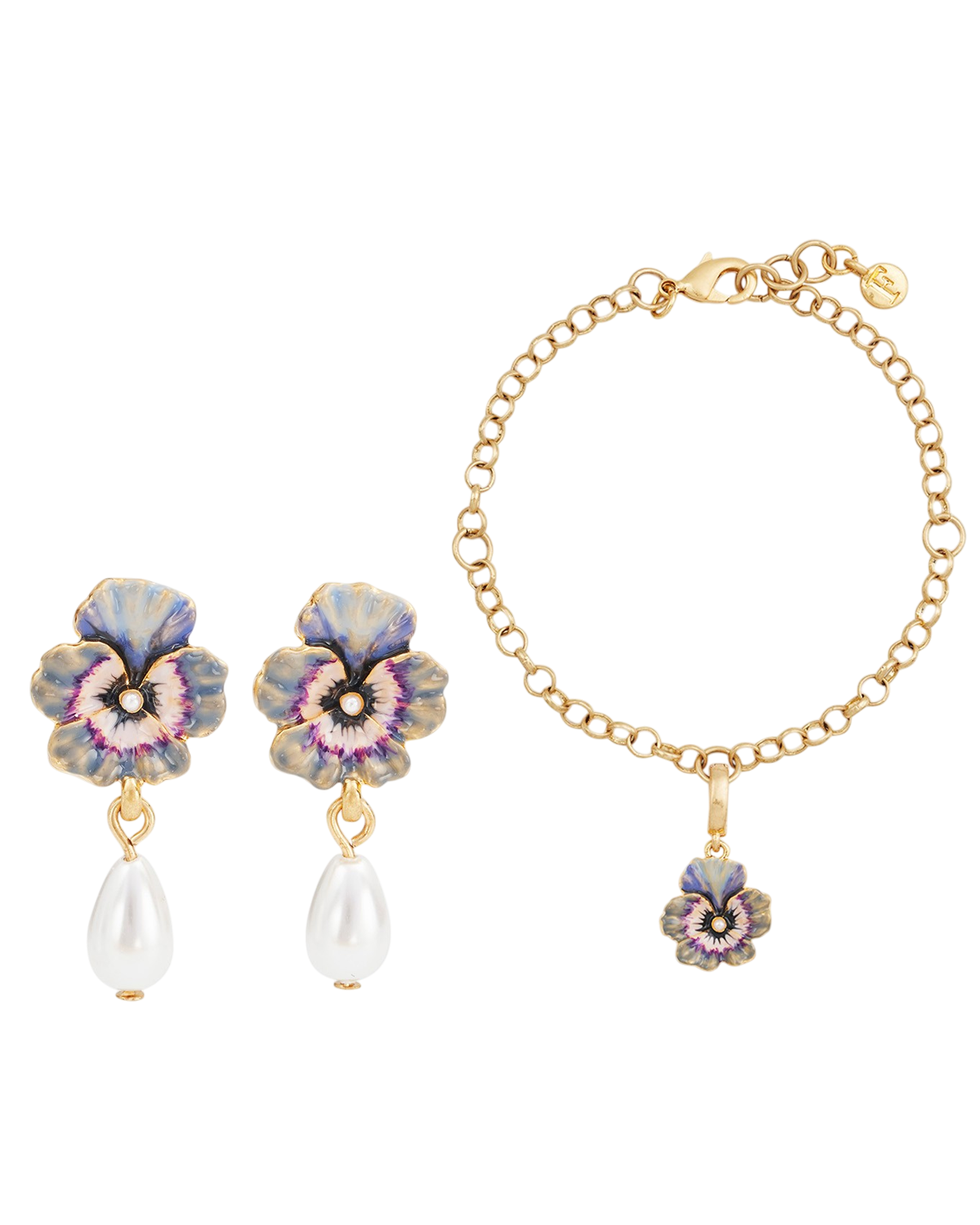 fable-england-pansy-perle-schmuckset-ohrringe-armband image 1