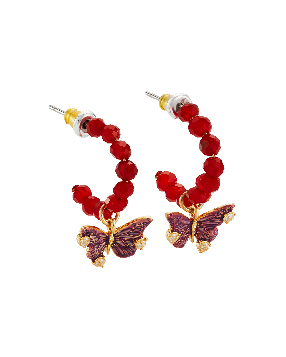 fable-england-hera-creolen-gold-schmetterling-rot image 1