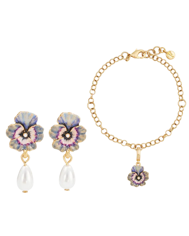 fable-england-pansy-perle-schmuckset-ohrringe-armband image 1