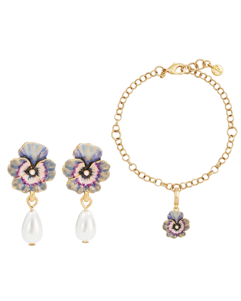 fable-england-pansy-perle-schmuckset-ohrringe-armband image 1