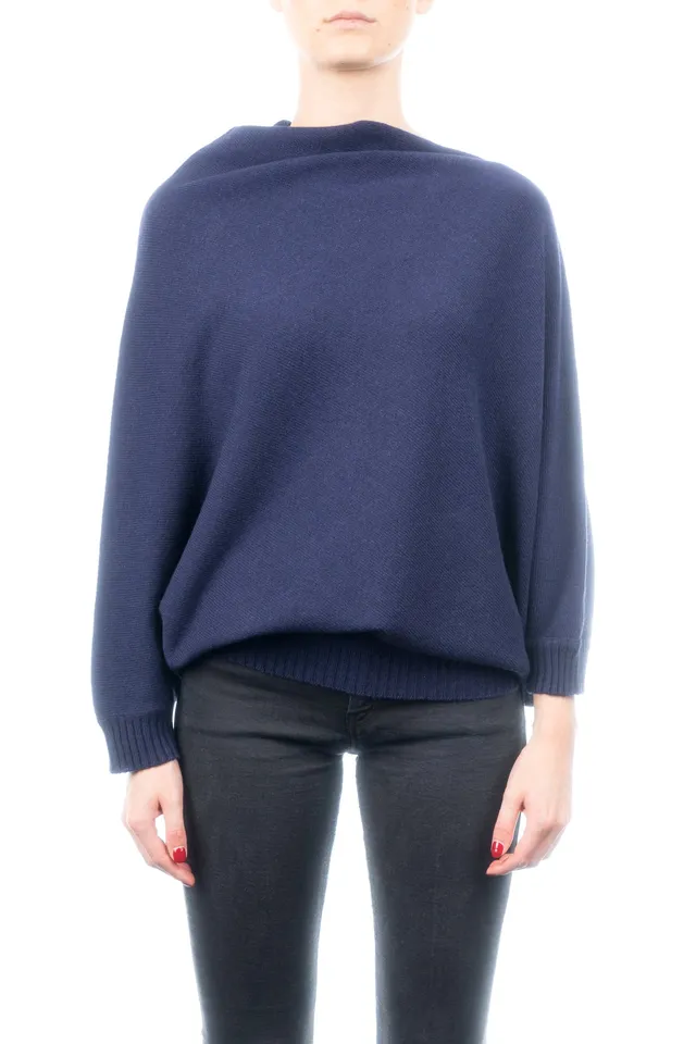 dalle-piane-cashmere-poncho-damen-blau-woll-kaschmir-strick image 1