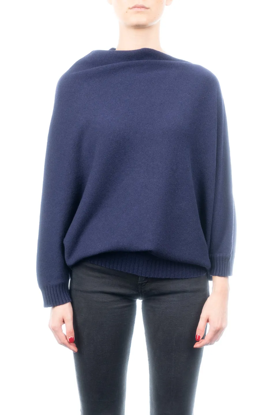 dalle-piane-cashmere-poncho-damen-blau-woll-kaschmir-strick image 1