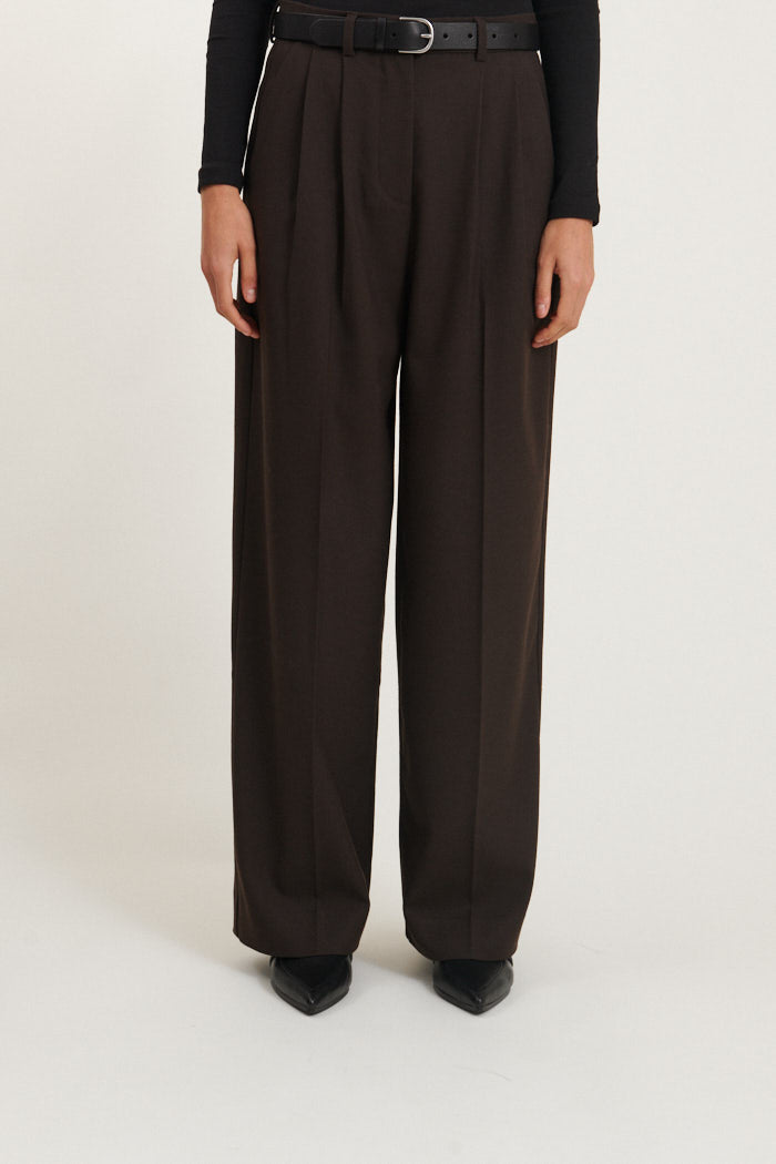 basic-apparel-marjo-pants-stoffhose-chocolate-torte-weites-bein image 1