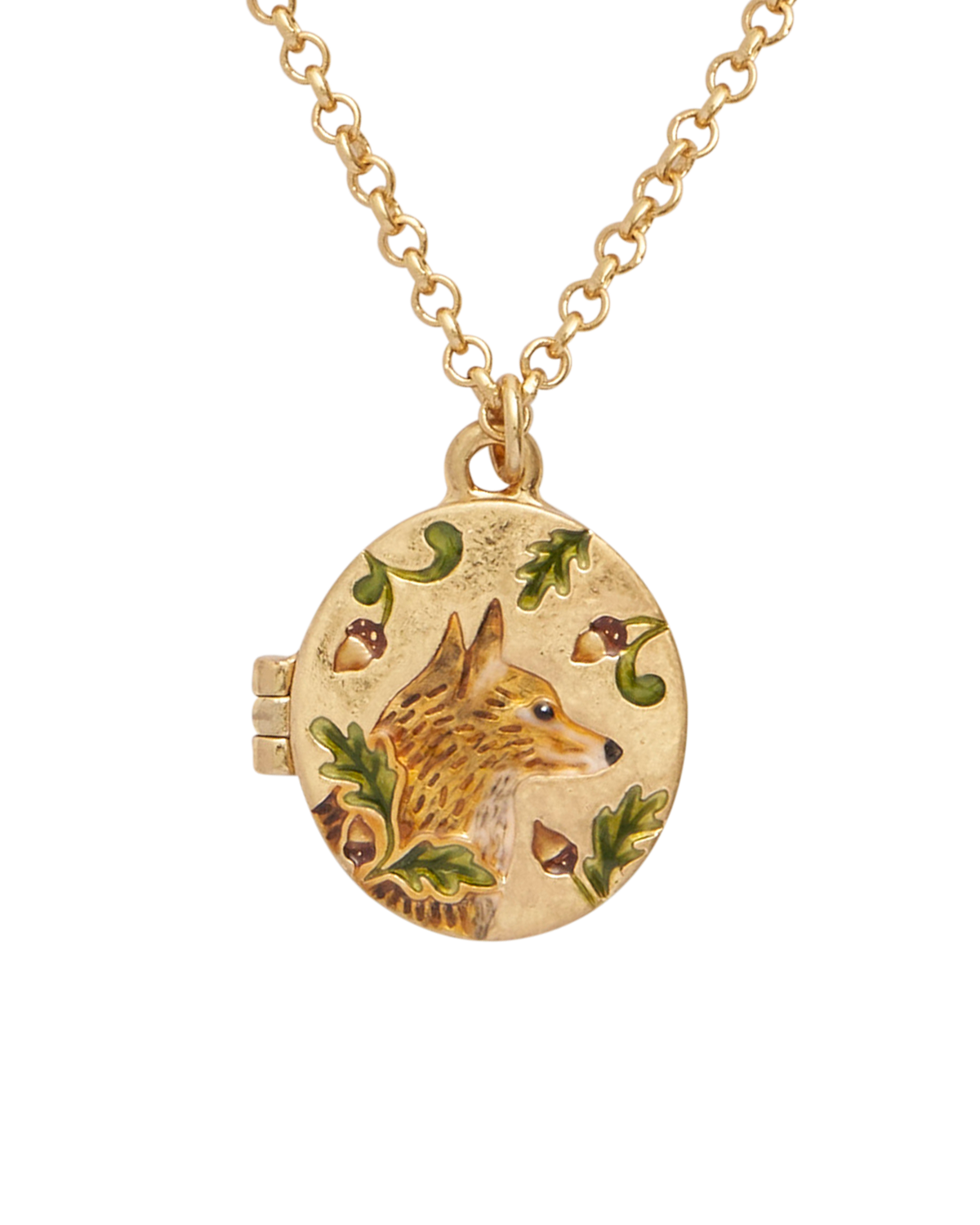 fable-england-fox-acorn-medaillon-kette-oval-emaille image 1