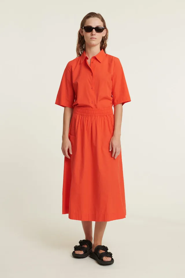 basic-apparel-silje-skirt-grenadine-damen-rock-bio-knielang image 1