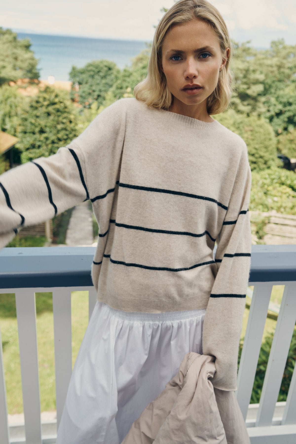 care-by-me-sea-stripe-pullover-s-black-wheat-cashmere image 1