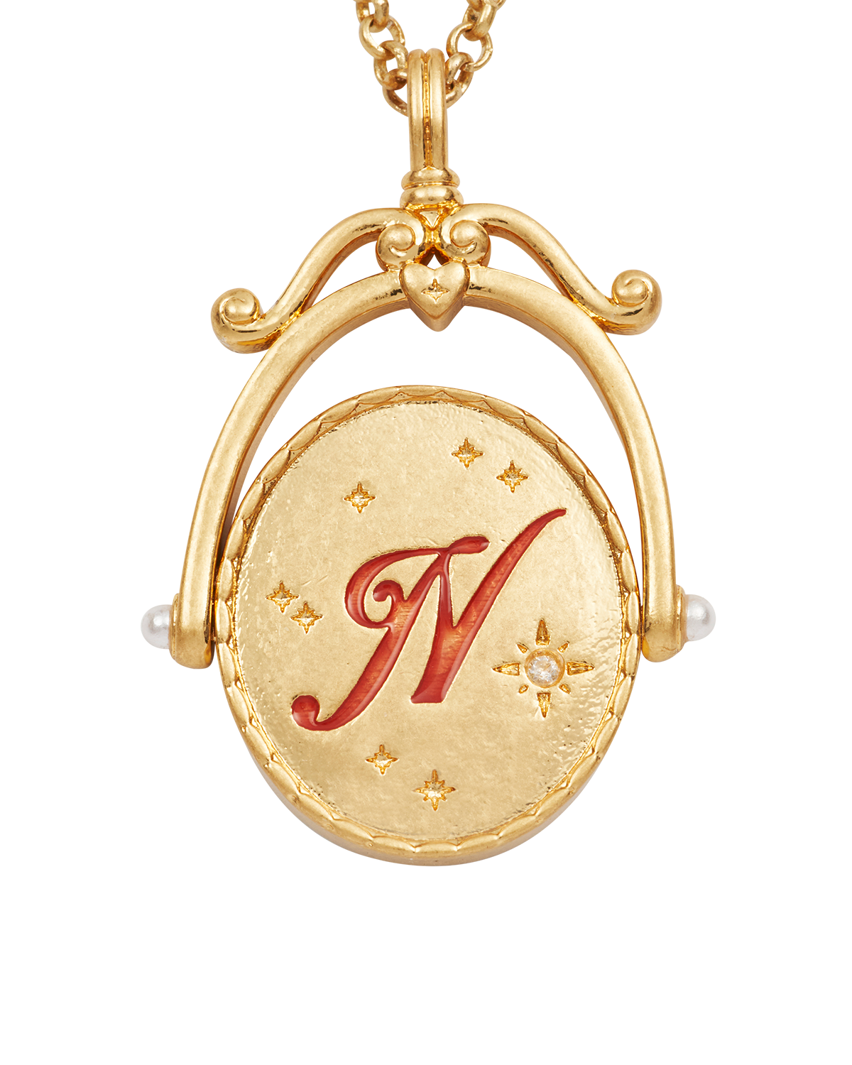 fable-england-n-initial-nasturtium-gold-spinner-halskette image 1