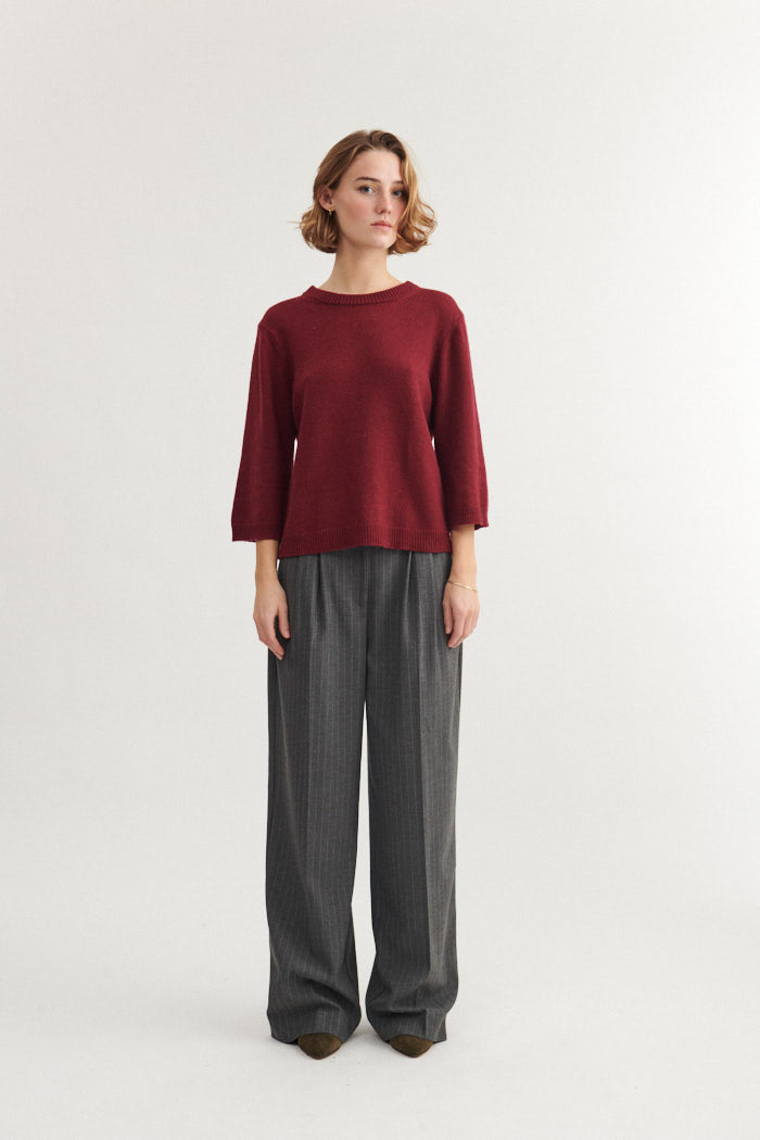basic-apparel-cady-3-4-pullover-bordeaux-truffle-kaschmir image 4