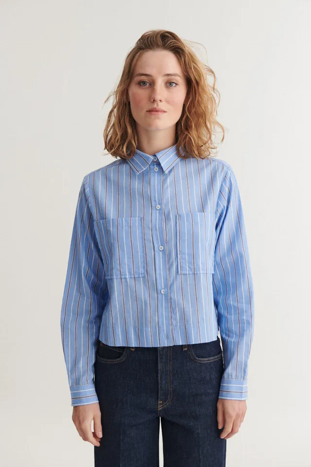 basic-apparel-siba-shirt-damen-bluse-cropped-gestreift image 1