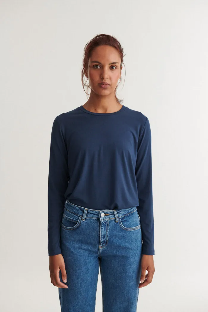 basic-apparel-jolanda-ls-tee-langarmshirt-navy-tencel image 1