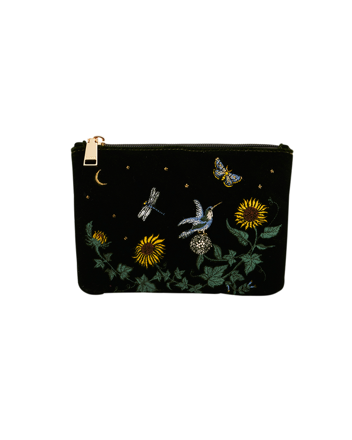 fable-england-sunflower-samt-kosmetiktasche-gr-n-bestickt image 1