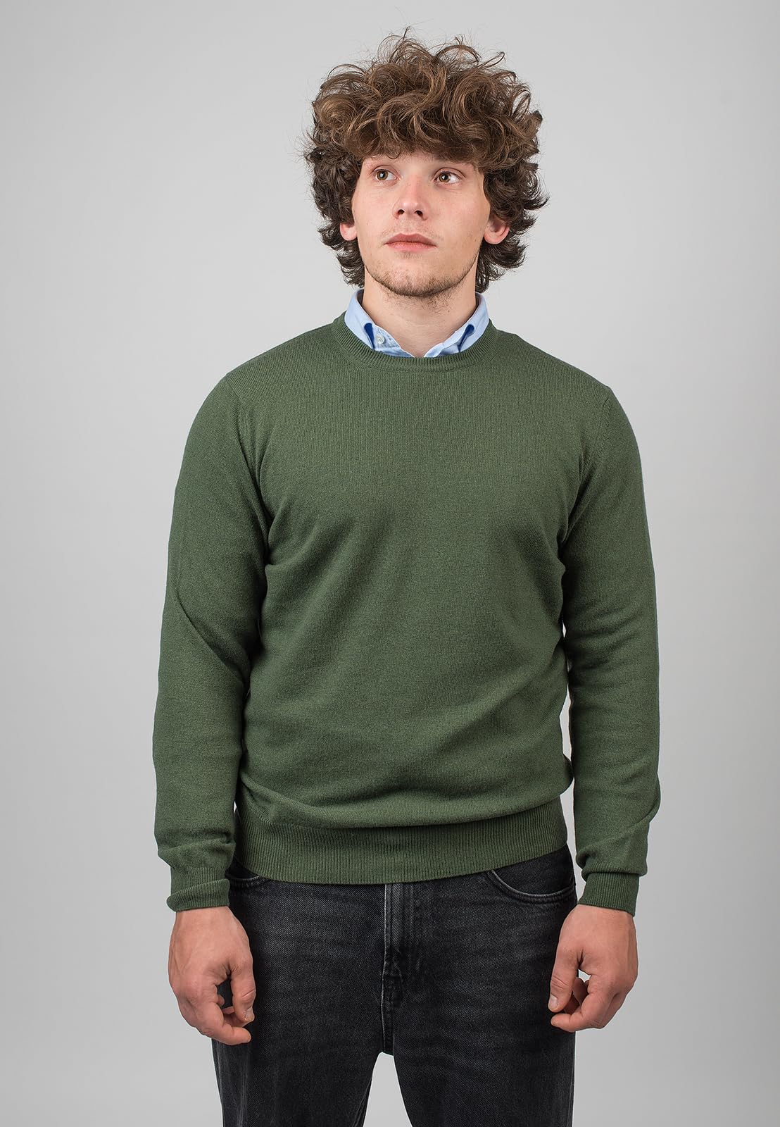 dalle-piane-cashmere-sweater-rundhals-pullover-herren-khaki image 2