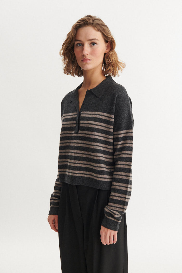 basic-apparel-selem-polo-pullover-grey-melange-merinowolle image 2