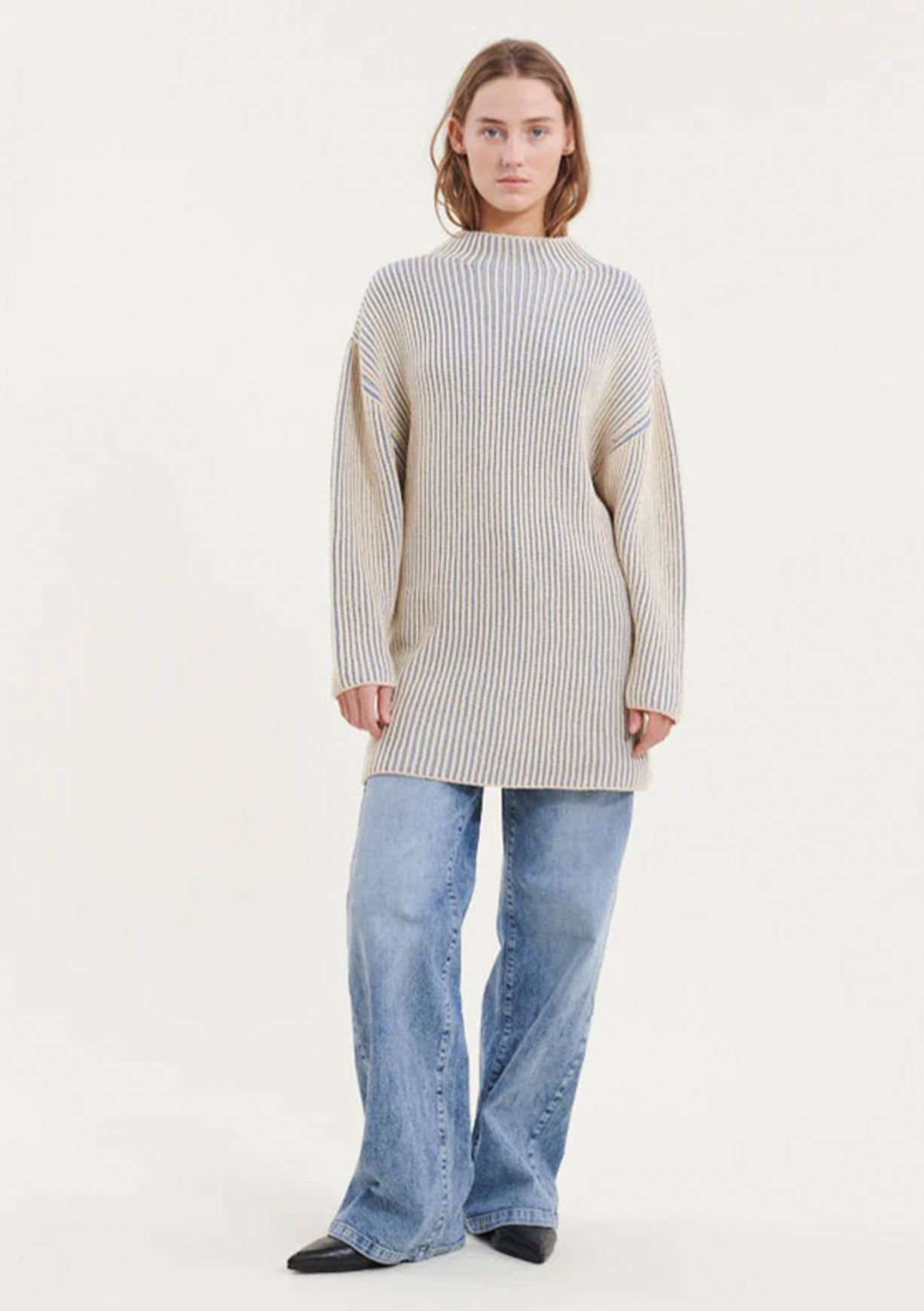 basic-apparel-winie-long-kleid-windward-blue-bio-baumwolle image 1