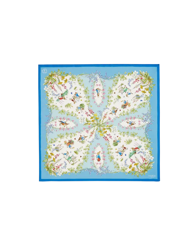 fable-england-peter-rabbit-tuch-quadratisch-blau-seide image 1