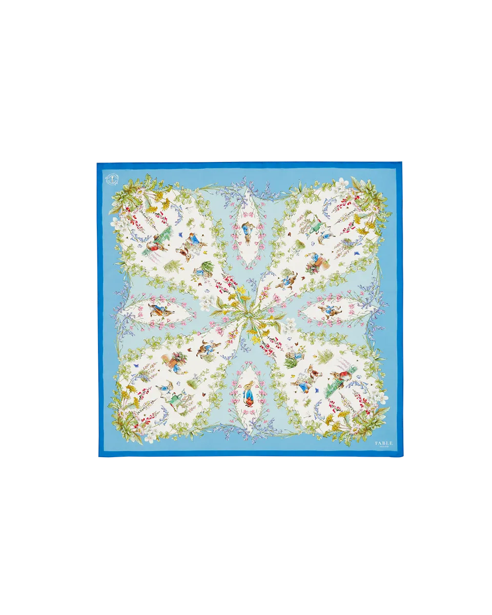 fable-england-peter-rabbit-tuch-quadratisch-blau-seide image 1