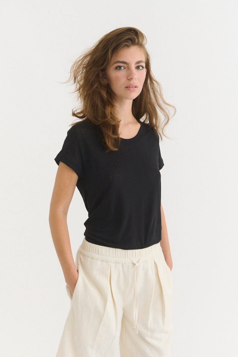 basic-apparel-ashly-ss-tee-t-shirt-schwarz-leinen-lyocell image 3