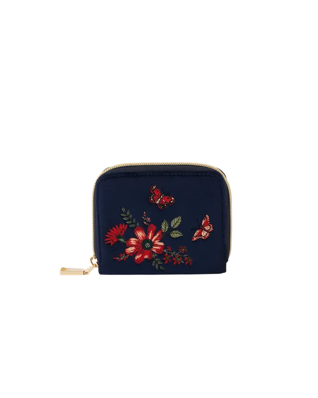 fable-england-accessories-navy-floral-samt-portemonnaie-klein image 1