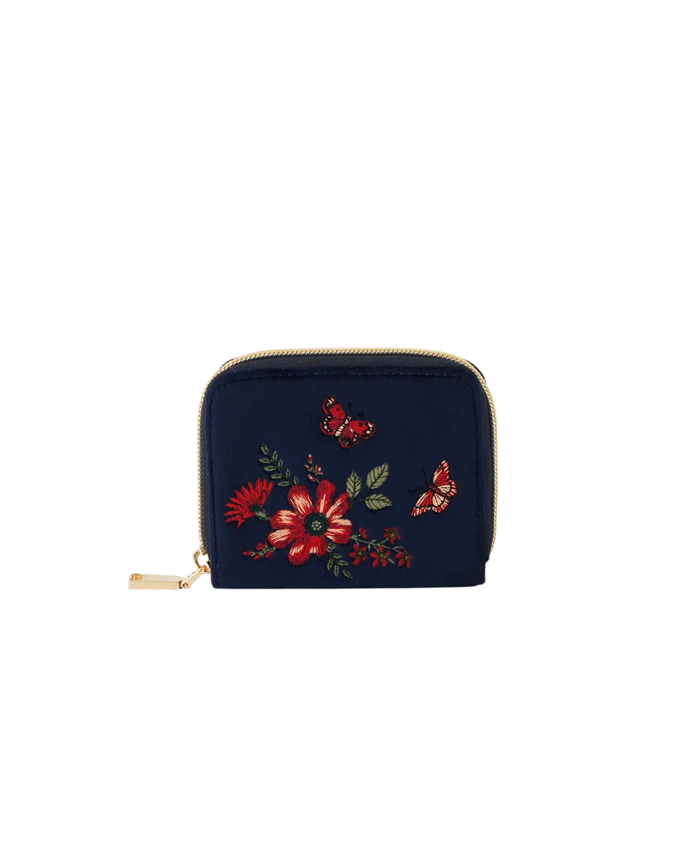 fable-england-accessories-navy-floral-samt-portemonnaie-klein image 1