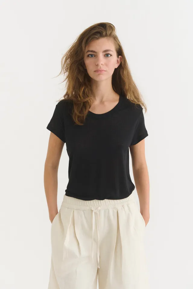 basic-apparel-ashly-ss-tee-t-shirt-schwarz-leinen-lyocell image 1