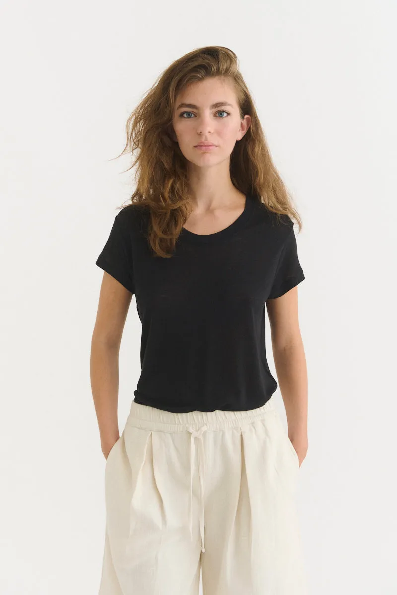 basic-apparel-ashly-ss-tee-t-shirt-schwarz-leinen-lyocell image 1