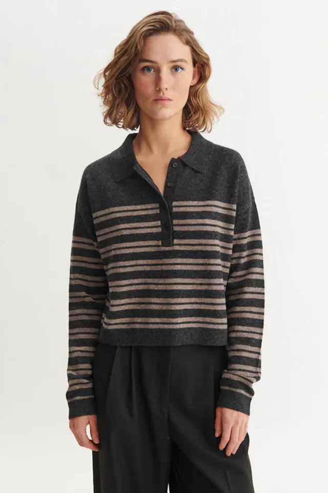 basic-apparel-selem-polo-pullover-grey-melange-merinowolle image 1
