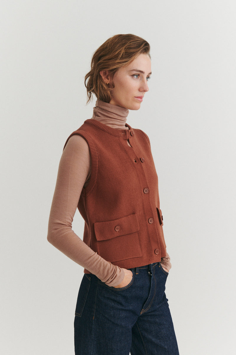 basic-apparel-sisa-strickweste-tortoise-shell-bio-baumwolle image 2