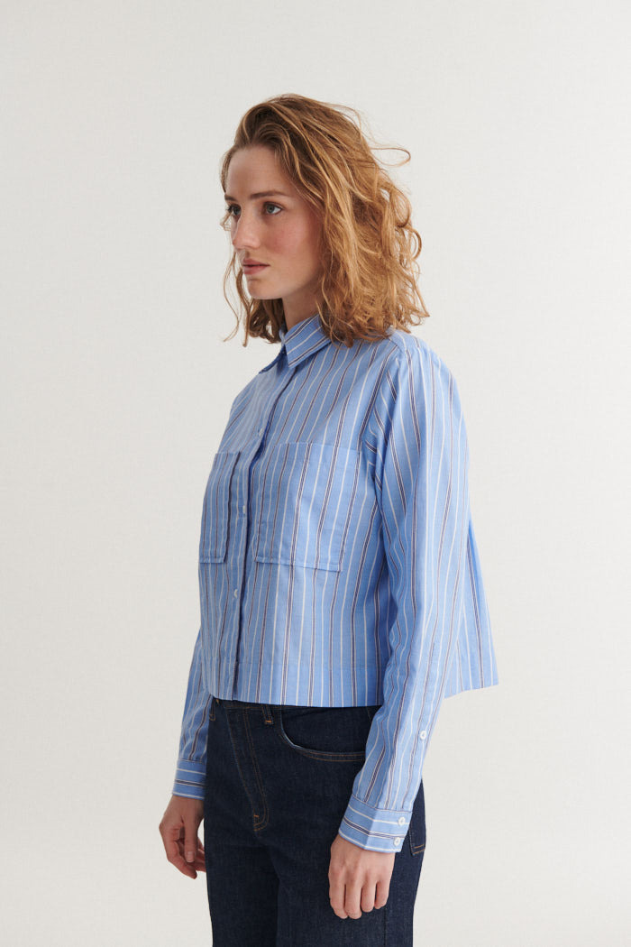basic-apparel-siba-shirt-damen-bluse-cropped-gestreift image 3